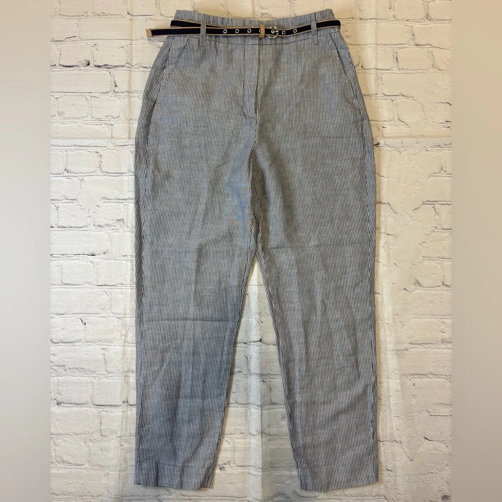 Zara Basic Linen Blend Pinstripe Trouser